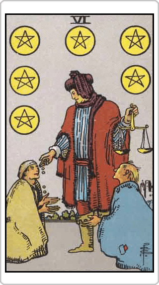 Six of Pentacles (6 เหรียญ)