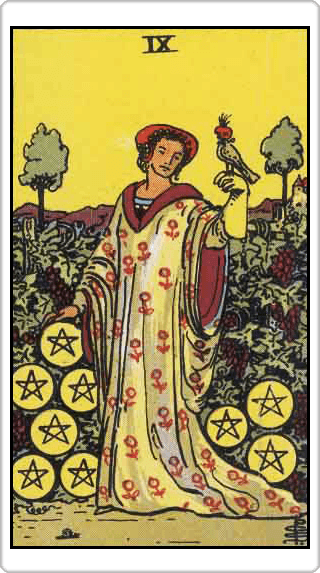 Nine of Pentacles (9 เหรียญ)